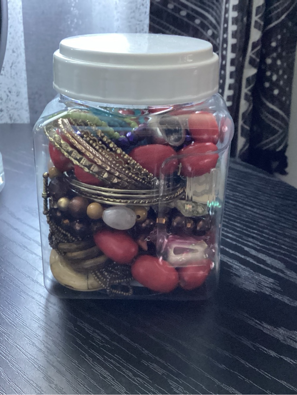 Clear Jewelry jar with Mixed Costume Jewelry